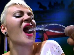 Funky Blonde Girl Hardcore Bukkake Drinks Cum And Piss