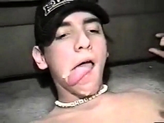 Scally boy eats his own cum