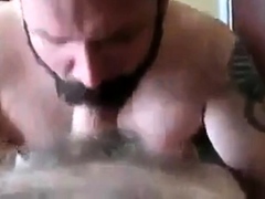 Bearded Daddy Sucks Big Hairy Cock