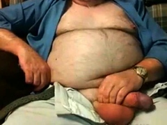 Hairy Grandpa Bear Strokes His Big Cock