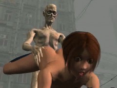 3d Redhead Babe Gets Fucked By A Zombie Outdoors